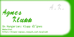 agnes klupp business card